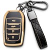 COTIYBOK for Toyota Key Fob Cover,Leather Keychain Soft TPU Protection