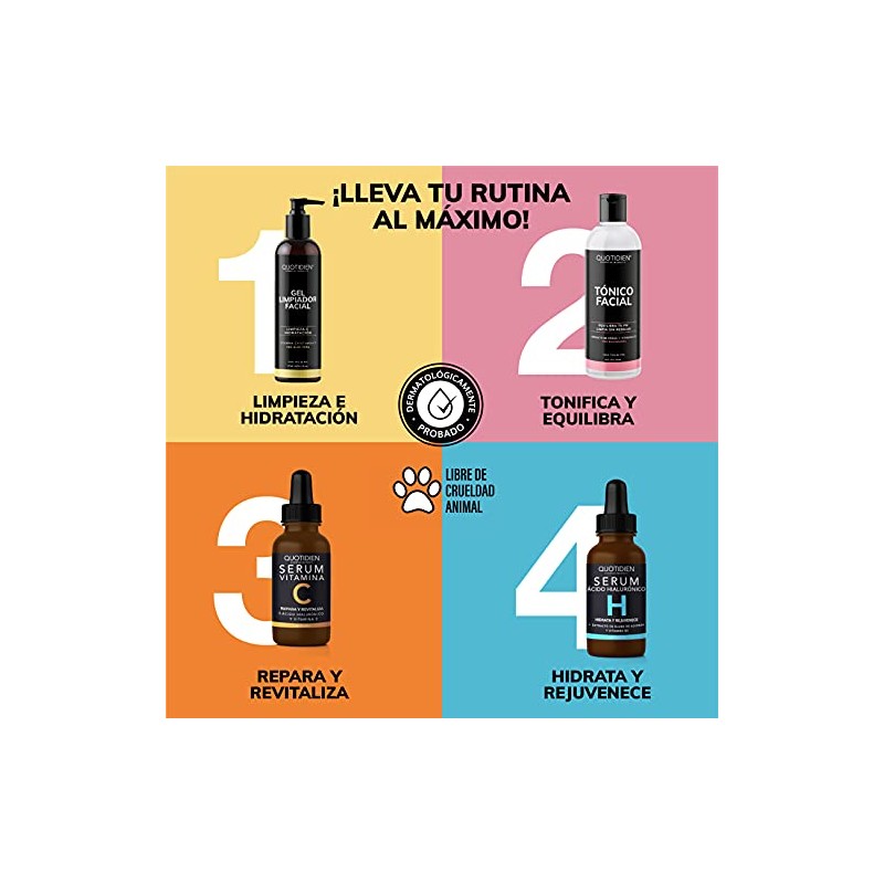 Kit Pasos Quotidien Limpiador Facial 235 Tónico 350 Serum Vitamina