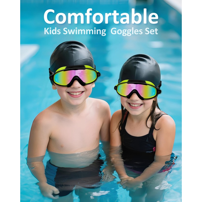 Hurdilen Kids Swim Goggles, Anti-fog, UV Protection and Wide View