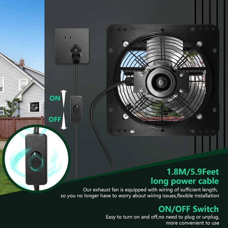 Aibabcue 10 Inch Shutter Exhaust Fan,Wall Mount Ventilator Fan with