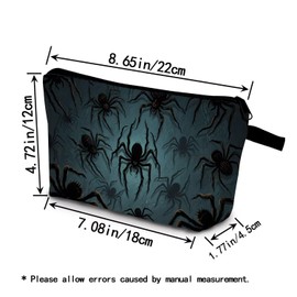 YULUENZE Gothic Spider Makeup Bag Cute Small Organizer Bag with Zipper Gothic Spider Cosmetic Bag Aesthetic Birthday Present for Women Friends -1