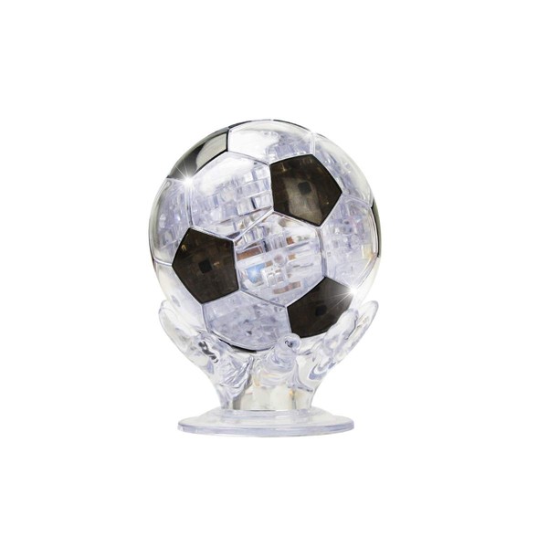 Coolplay 3D Crystal Puzzle for Children, Soccer Puzzle Ball Light-up for Adult Black and Transparent - 77 Pieces