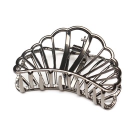 QinGoo Medium Metal Seashell Hair Clip Black Stainless Steel Hair Claw Women's Hair Accessories Korean 1 Piece (7*4cm, Black)