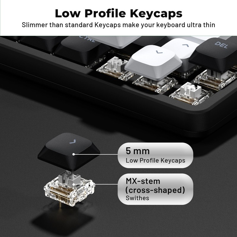 GMKWTL XVX Low Profile Black Keycaps, Shine Through Keycap Sets,