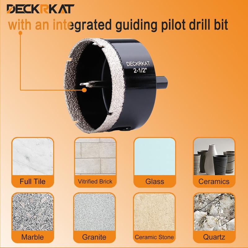 2-1/2 Inch Diamond Hole-Saw Bits with Pilot Drill Bit -