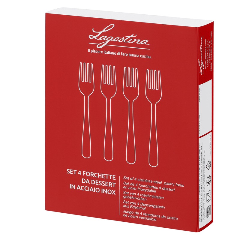 Lagostina Lavinia, Set 4 Forchette per Dolce in Acciaio Inox