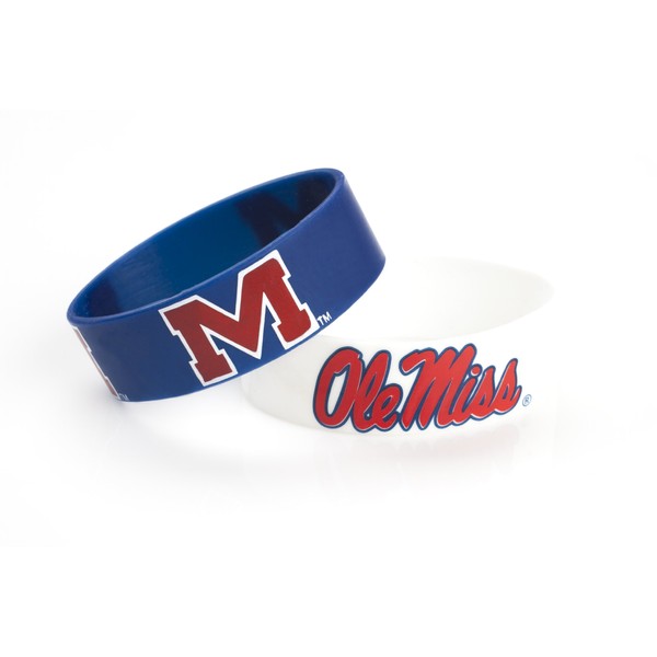 NCAA Mississippi Ole Miss Rebels Silicone Rubber Bracelet, 2-Pack