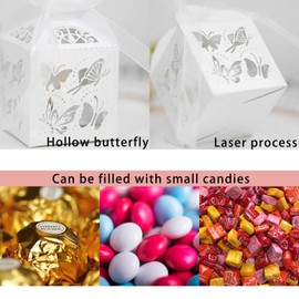 iKesoce Butterfly Confectionery Box 30 Pieces Wedding Gift Box Candy Boxes with Ribbon for Christmas Easter Wedding Anniversary White