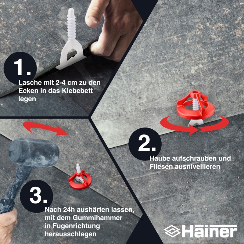 Hainer® Tile Levelling System - 300-Piece Tile Laying Aid Starter