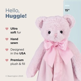 Little Unicorn 15" Lovey Security Blankets Teddy Bear for Babies - Pink Huggie Bear