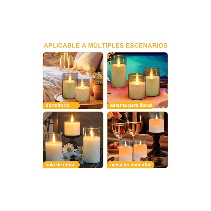 3pcsVelas decorativas,Velas Eléctricas Sin Llamas,Velas led,velas electricas,Velas de pilas con