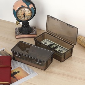 Hipiwe 2-Pack Plastic Cash Box Money Organizer Black Currency Tray with Lid