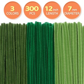 GAGANIU 300pcs Craft Pipe Cleaners, Green Gradient Chenille Stems in 3 Shades for Crafts – 12 Inch Craft Supplies for DIY Projects, Art Activities, Decorations & More