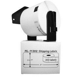 HOUSELABELS Compatible with DK-1202 Replacement Roll for Brother QL Label Printers; 300 Shipping Labels; 2-3/7" x 4" (62mm*100mm) with 1 Reusable Cartridge - 12 Rolls