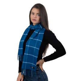 Sella Products 100% Cashmere Scarf | Made in Scotland | Cashmere Scarf Women | Mens Cashmere Scarf | Cashmere Scarf… (Blue and White)