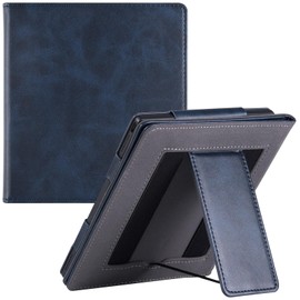 BOZHUORUI Stand Case for 7" Onyx Boox Tablet Go 7 Color/Boox Page e-Reader - Premium PU Leather Sleeve Cover with Two Hand Straps/Auto Sleep/Wake (Dark Blue)