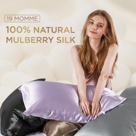 Bedsure 100% Mulberry Silk Pillowcase for Hair and Skin,Purple Silk Pillow Case with Hidden Zipper, Gifts for Women Men, Standard Size Single Pack,20x26 Inches