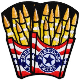 Bluyellow 2Pcs Freedom Fries Patch, Embroidered Hook and Loop Funny Military Tactical American Freedom Patch for Backpack, Tactical Vest, Dog Vest Harness, MOLLE, Airsoft, Gun Stickers, 2x3 Inches