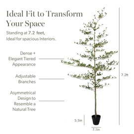 Everleaf - 7.2FT Black Olive Tree Artificial - Indoor Tall Faux Shady Lady with Black Base Pot, Realistic Decorative Tree for Home Office - Modern Decor