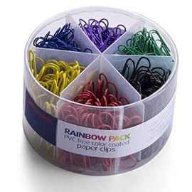 Officemate PVC Free color Coated Paper Clips, 450 Per Tub Office Paper Clamp (97229)