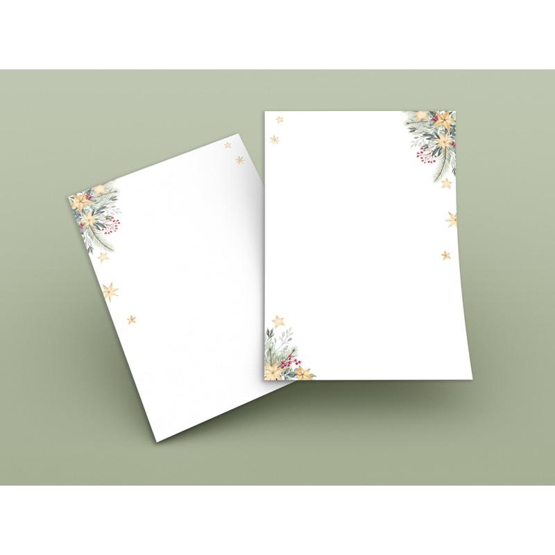 Christmas Letter Paper / Envelope Set with Green Branches and