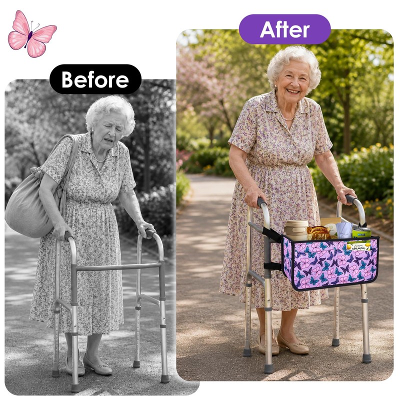 Walker Basket for Folding Walker - Lightweight Storage Bag with