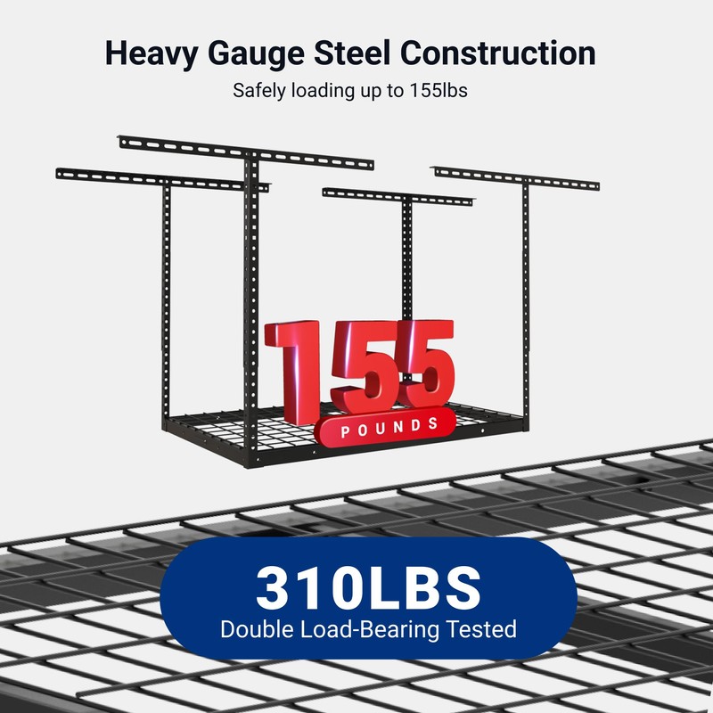 FLEXIMOUNTS 2x3FT Garage Storage Rack Overhead, Adjustable Ceiling Storage Racks,
