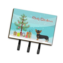 Caroline's Treasures CK3816TH68 Black and Tan Chiweenie Christmas Tree Leash or Key Holder, Wall Hooks, Key Hooks Holder, Coat Rack Wall Mount, Coat Hooks, Hooks for Hanging Keys, Towels, Aprons, Leas