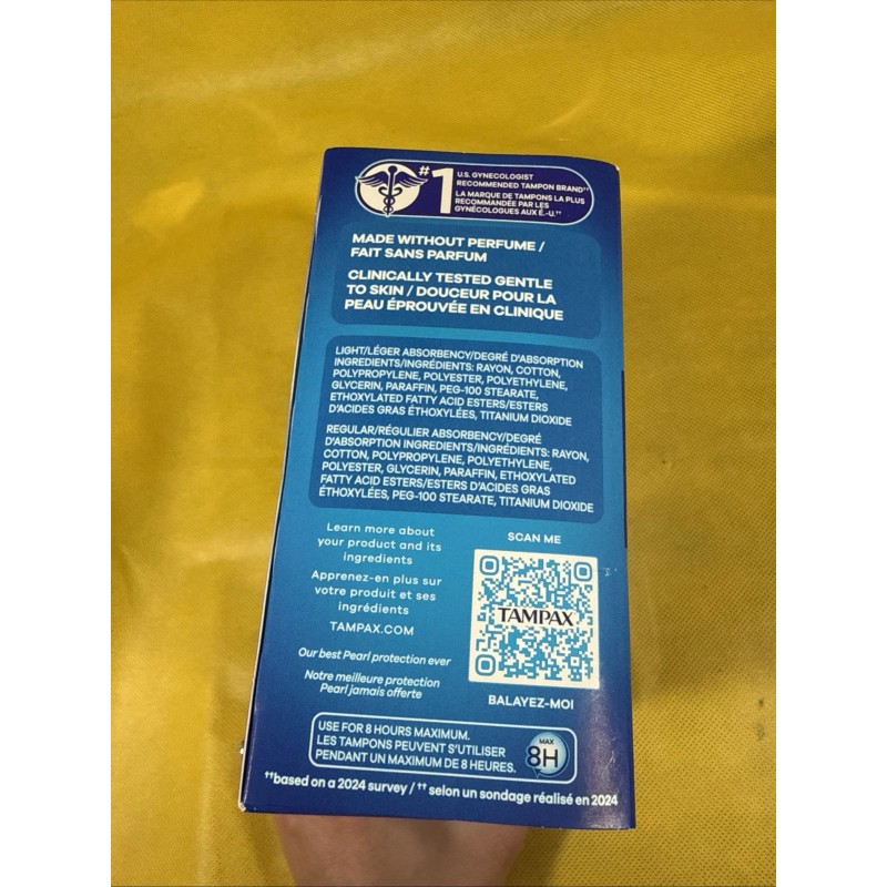 Tampax Pearl, Tampons, Duo Pack, Light/regular Ultra Absorbency, 34 Count