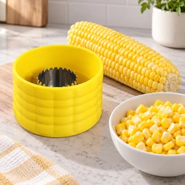 Corn Stripper for Easy Kernel Removal – Yellow Manual Cob Cutter for Home Cooking and Meal Prep