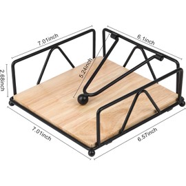 Napkin Holder for Table, Flat Napkin Holder with Weighted Arm, Rustic Metal Square Paper Napkin Organizer for Kitchen, Restaurant, Farmhouse, Dinner, Outdoor