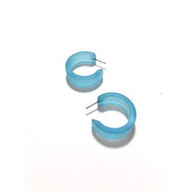 Light Turquoise Frosted Lucite Wide Classic Hoop Earrings - WDCL-TQ-1