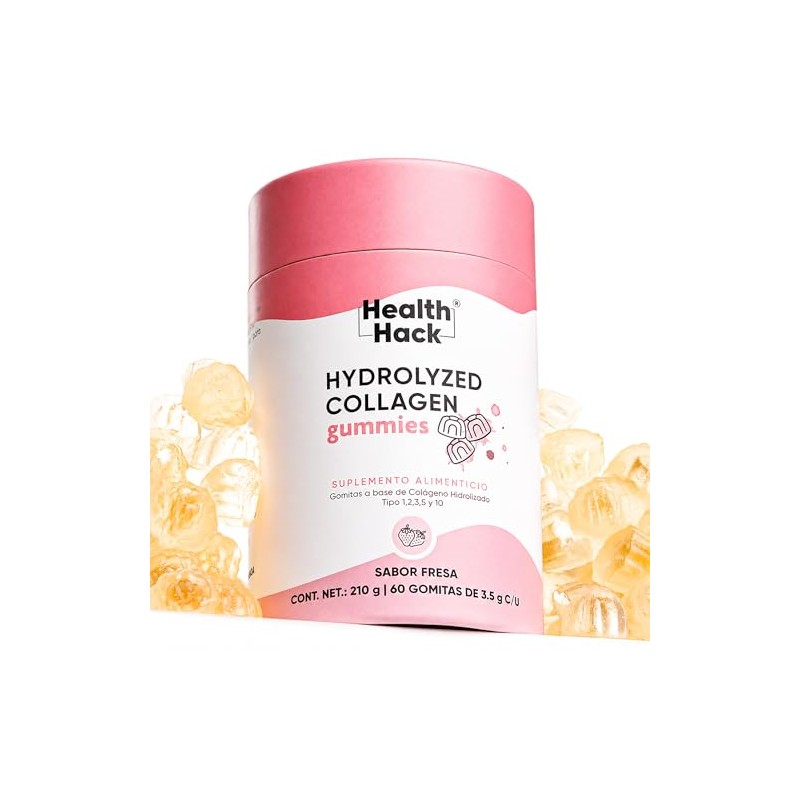 Health Hack Colágeno Hidrolizado Gomitas 1910mg Ácido Hialurónico Porciones Iii