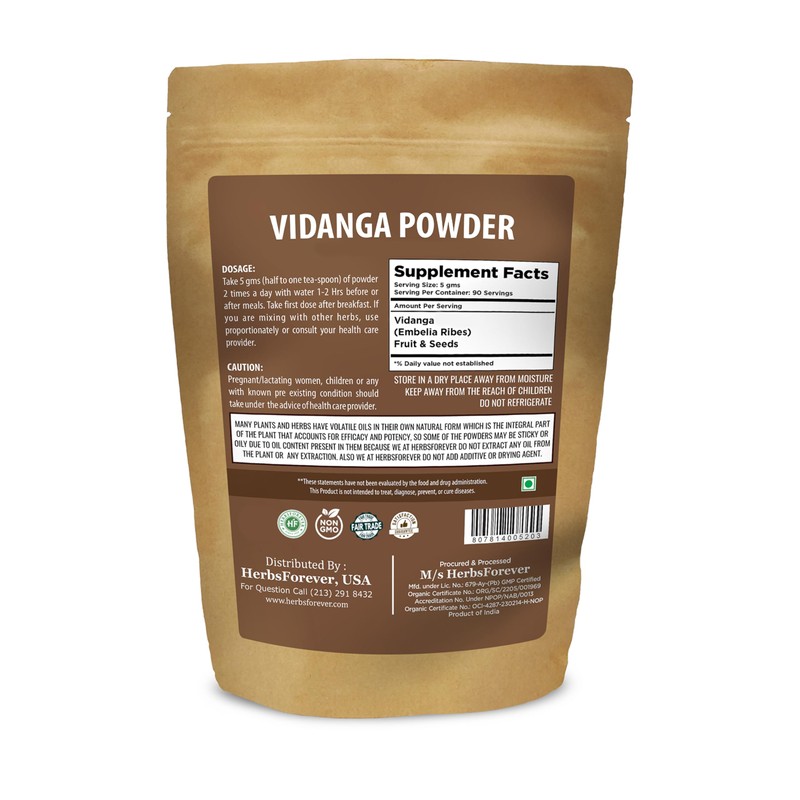 HerbsForever Vidanga Powder | Embelia Ribes | Natural Herbal Supplement
