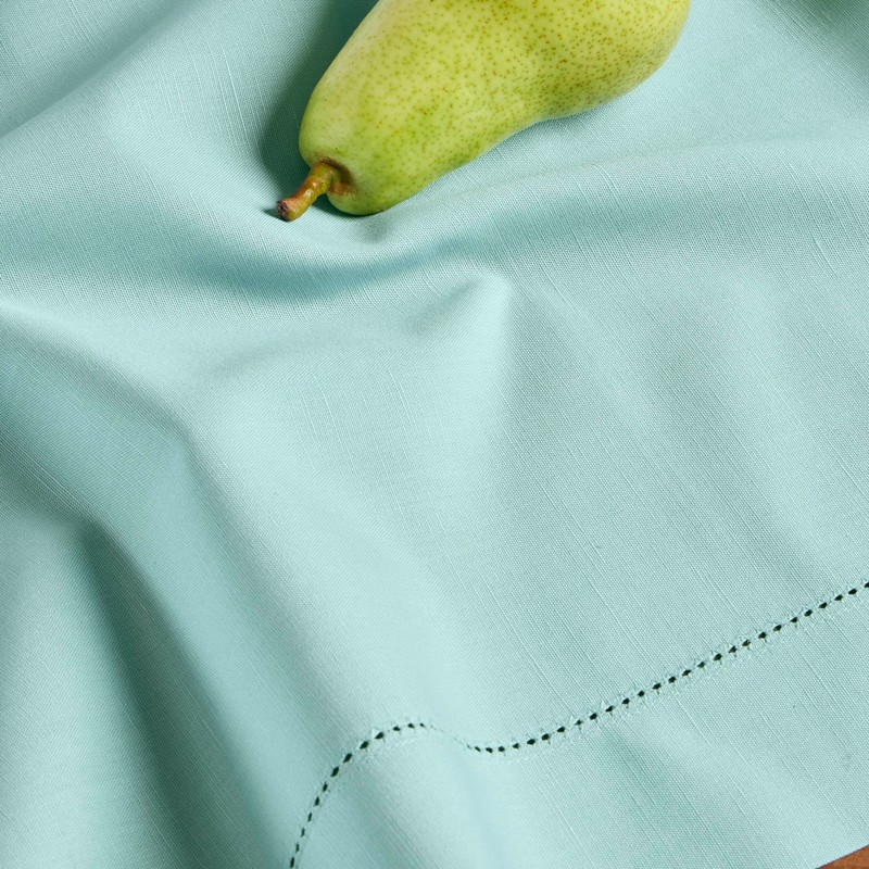 Solino Home Pastel Turquoise Tablecloth – Cotton Linen Hemstitch Spring