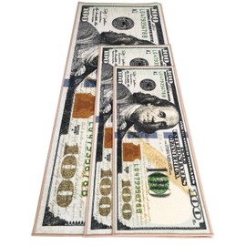 HUAHOO - Alfombra de dinero de 100 dólares para sala de estar, cocina, lavadero, recámara, baño (22 x 53 pulgadas)