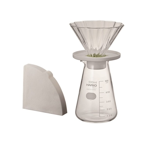 HARIO CDB-3012-W Tea Dripper Bouquet Server Set, For 1 to 4 Cups, White, Made in Japan