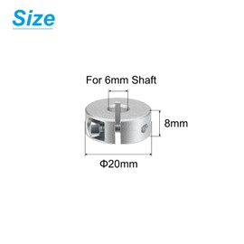QUARKZMAN Single Split Wave Collar Set for 6 mm Shaft, One-Piece 4 Pieces Clamping Rings 20 mm Outer Diameter, 8 mm Thickness, Aluminium Alloy Wave Collar