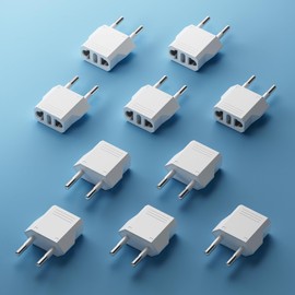 European Travel Plug Adapter, SUPERDANNY US to Europe Plug Adapter, American 2-Prong Plug to Type C EU Plug Converter, Travel Plug for Germany, France, Spain, Italy, 10 Packs (White)