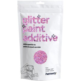 Hemway Glitter Paint Additive Crystals for Acrylic Emulsion Paint, Interior & Exterior Walls, Wood, Varnish, Matt, Gloss, Furniture 100g / 3.5oz - Chunky (1/40" 0.025" 0.6mm) - Rose Pink Holographic