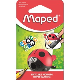 Maped 18114 Croc Easy Pencil Sharpener for Thin Pencils with Pencil Sharpener Box Ladybird