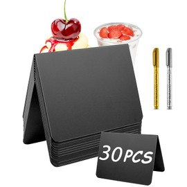 Mini Chalkboard Set, Mini Chalkboard Signs, 30 Pieces Price Tags, Mini Chalkboard Plastic Reusable with 2 Pens, Mini Blackboard Signs for Price Display, Dining Table, Wedding, Food