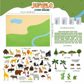 BONNYCO Felt Board for Toddlers Jungle Animals 116 Figures Kids Toys, Gifts for Kids 3 4 5 6 7 8 Year Old | Montessori Toys Educational Games, Autism Sensory Products Boys Girls Christmas Birthday