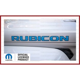 Decal Mods Rubicon Hood Graphic Vinyl Decal fits Jeep Wrangler JK (2007-2018) Light Blue w/Black Outline FLTBLUBO (Set of 2) | FJ1Z6