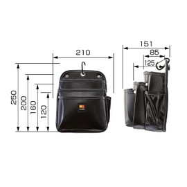 Tajima SFKBN-3L2H Removable System Detachable Waist Bag, Twin Hooks, 3 Tiers, High Density Nylon, Resistant to Moisture, Easy to Put on and Take Off Later, Easy to Replace Waist Tools, Choose Only the Tools Used, Wear Only the Tools Used, Reduces Lower B