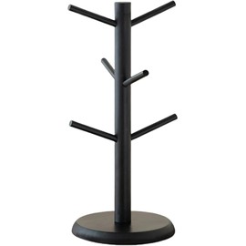 SUEOUX Kaffeetassenhalter, Tassenhalterbaum mit 6 Asthaken, Tassenständer Tassenhalter stehend für Arbeitsplatte Organisator schwarz