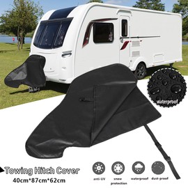 Caravan Towing Hitch Cover, Drawbar Cover for Trailers and Caravans, Universal Black Waterproof Rain Snow Dust Drawbar Protector Cover for Trailers