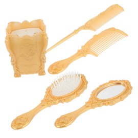 HAKIDZEL 5pcs Vanity Mirror Comb Set Vintage Makeup Mirror Handle Cosmetic Mirror Detangling Hair Brush Paddle
