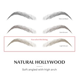 Bliss and Beyond USA | Waterproof Eyebrow Tattoo Stickers. A real hair stroke look. Hair replacement without surgery. Solution for hair loss. Bushy Tinted eyebrow tattoos. (New Hollywood, Light Brown)