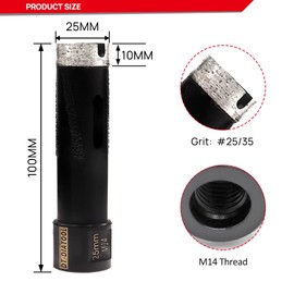 DT-DIATOOL Diamond Core Bit 25 mm Laser Welded Hole Saw for Concrete Granite Marble Stone